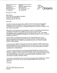 OMNRF Letter of Support for FGCA and Seed Zones